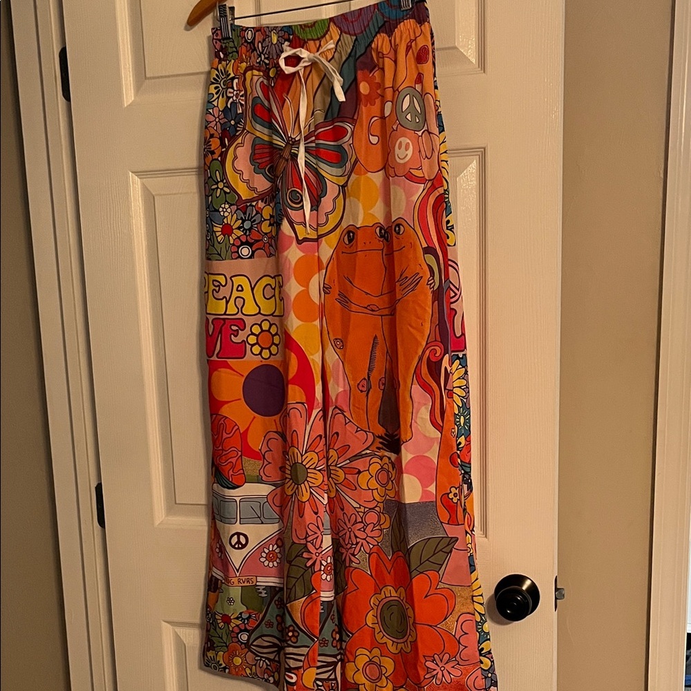 Colorful Graphic Wide-Leg Pants